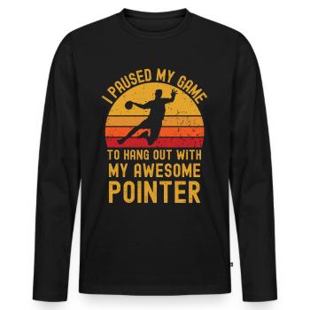 Handball und Pointer - Männer Premium Bio Langarmshirt - Schwarz - Vorne - Nico (187cm)
