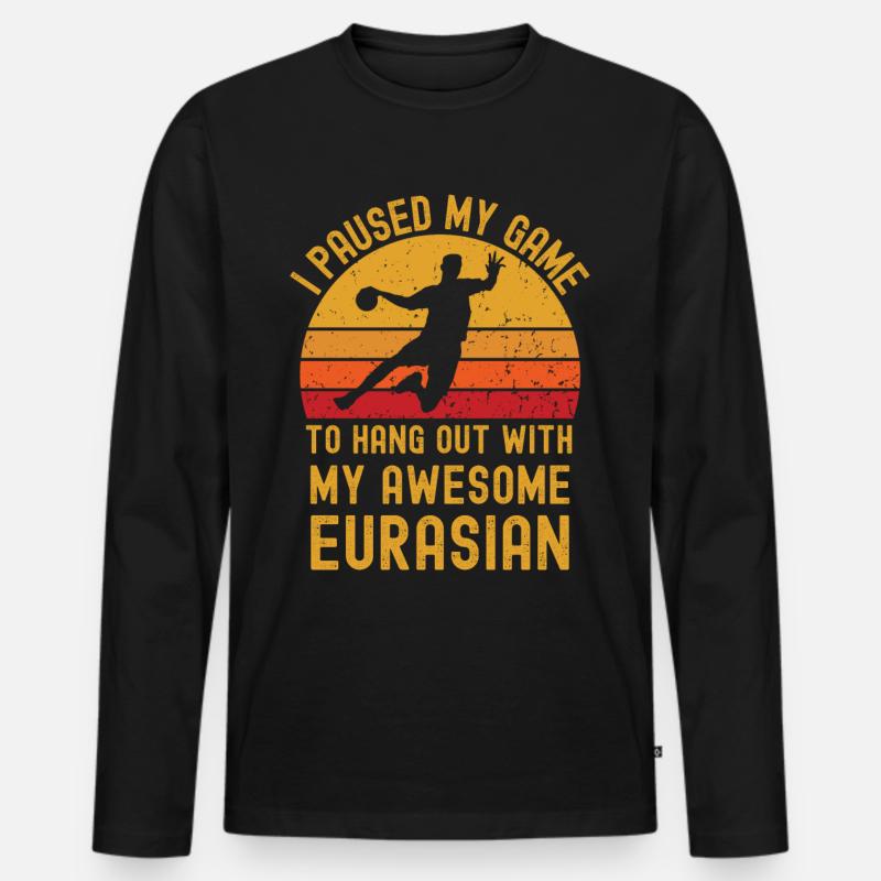 Handball und Eurasier - Männer Premium Bio Langarmshirt - Schwarz