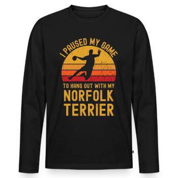 Handball und Norfolk-Terrier - Männer Premium Bio Langarmshirt - Schwarz - Vorne - Nico (187cm)