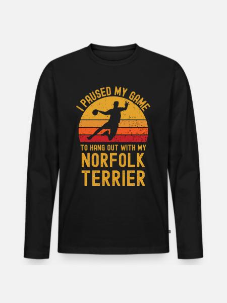 Handball and Norfolk Terriers - Men's Premium Organic Long Sleeve Shirt - black