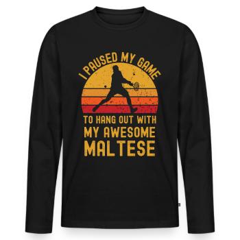 Tennis und Malteser - Männer Premium Bio Langarmshirt - Schwarz - Vorne - Nico (187cm)