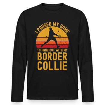 Tennis and Border Collie - Men's Premium Organic Long Sleeve Shirt - black - Front - Nico (187cm)