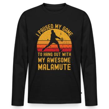 Tennis et Malamute - T-shirt manches longues Premium bio Homme - noir - Devant - Nico (187cm)