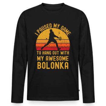 Tennis et Bolonka - T-shirt manches longues Premium bio Homme - noir - Devant - Nico (187cm)