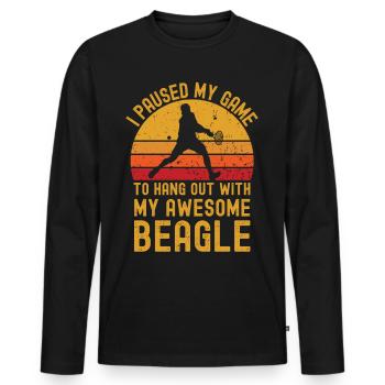 Tennis und Beagle - Männer Premium Bio Langarmshirt - Schwarz - Vorne - Nico (187cm)