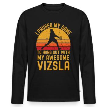 Tennis and Vizsla - Men's Premium Organic Long Sleeve Shirt - black - Front - Nico (187cm)