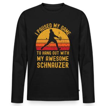 Tennis et Schnauzer - T-shirt manches longues Premium bio Homme - noir - Devant - Nico (187cm)
