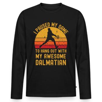 Tennis und Dalmatiner - Männer Premium Bio Langarmshirt - Schwarz - Vorne - Nico (187cm)