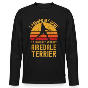 Tennis und Airedale-Terrier - Männer Premium Bio Langarmshirt - Schwarz - Vorne - Nico (187cm)