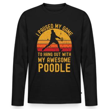 Tennis und Pudel - Männer Premium Bio Langarmshirt - Schwarz - Vorne - Nico (187cm)