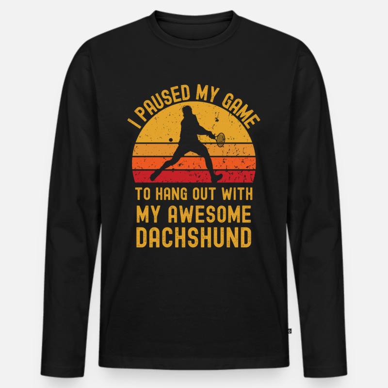 Tennis und Dackel - Männer Premium Bio Langarmshirt - Schwarz