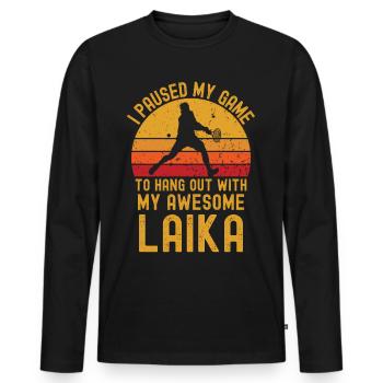 Tennis und Laika - Männer Premium Bio Langarmshirt - Schwarz - Vorne - Nico (187cm)