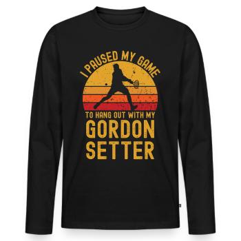 Tennis et Gordon-Setter - T-shirt manches longues Premium bio Homme - noir - Devant - Nico (187cm)