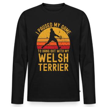 Tennis and Welsh Terriers - Men's Premium Organic Long Sleeve Shirt - black - Front - Nico (187cm)
