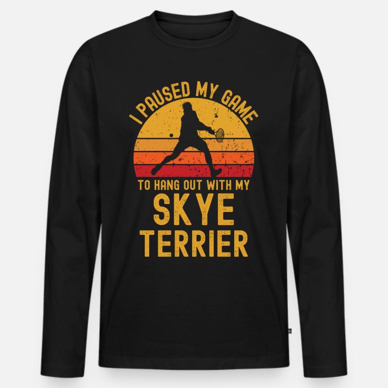 Tennis und Skye-Terrier - Männer Premium Bio Langarmshirt - Schwarz