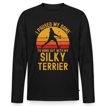Tennis et Silky-Terrier - T-shirt manches longues Premium bio Homme - noir - Devant - Nico (187cm)