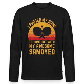 Table tennis and Samoyed - Men's Premium Organic Long Sleeve Shirt - black - Front - Nico (187cm)