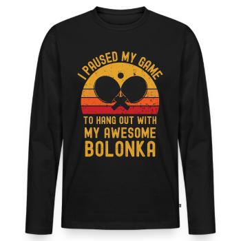 Table tennis and Bolonka - Men's Premium Organic Long Sleeve Shirt - black - Front - Nico (187cm)