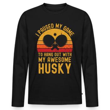 Tischtennis und Husky - Männer Premium Bio Langarmshirt - Schwarz - Vorne - Nico (187cm)