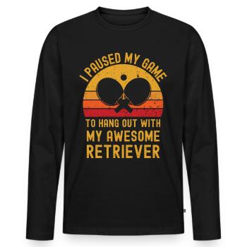 Tennis de table et retrievers - T-shirt manches longues Premium bio Homme - noir - Devant - Nico (187cm)