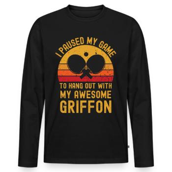 Tischtennis und Griffon - Männer Premium Bio Langarmshirt - Schwarz - Vorne - Nico (187cm)