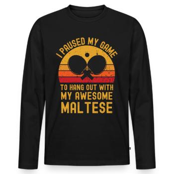 Tischtennis und Malteser - Männer Premium Bio Langarmshirt - Schwarz - Vorne - Nico (187cm)