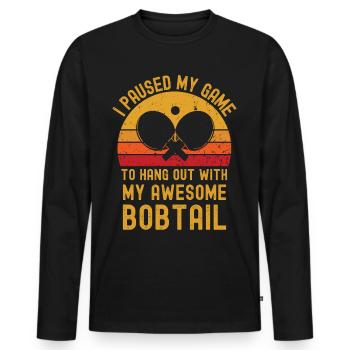 Table tennis and bobtail - Men's Premium Organic Long Sleeve Shirt - black - Front - Nico (187cm)