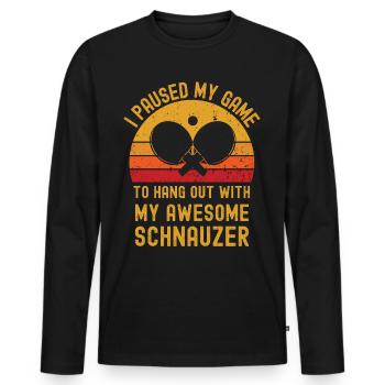 Tennis de table et Schnauzer - T-shirt manches longues Premium bio Homme - noir - Devant - Nico (187cm)