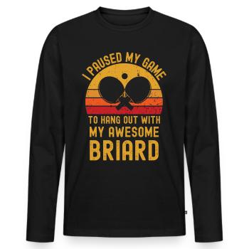 Table tennis and Briard - Men's Premium Organic Long Sleeve Shirt - black - Front - Nico (187cm)