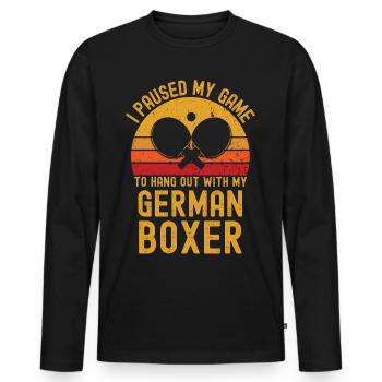 Tennis de table et boxeur allemand - T-shirt manches longues Premium bio Homme - noir - Devant - Nico (187cm)