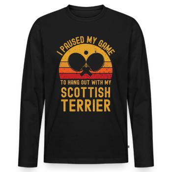 Tischtennis und Scottish-Terrier - Männer Premium Bio Langarmshirt - Schwarz - Vorne - Nico (187cm)
