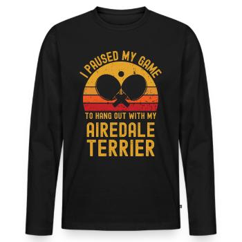 Tischtennis und Airedale-Terrier - Männer Premium Bio Langarmshirt - Schwarz - Vorne - Nico (187cm)