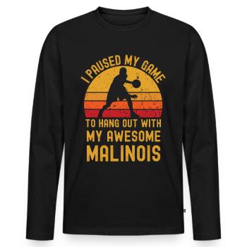 Basketball and Malinois - Men's Premium Organic Long Sleeve Shirt - black - Front - Nico (187cm)