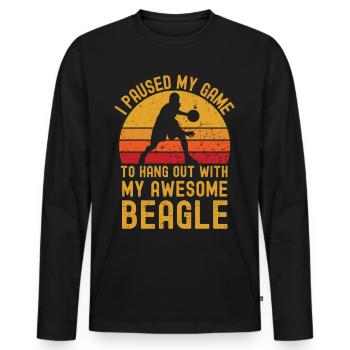 Basketball und Beagle - Männer Premium Bio Langarmshirt - Schwarz - Vorne - Nico (187cm)