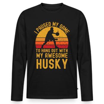 Basketball und Husky - Männer Premium Bio Langarmshirt - Schwarz - Vorne - Nico (187cm)