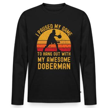 Basketball und Dobermann - Männer Premium Bio Langarmshirt - Schwarz - Vorne - Nico (187cm)