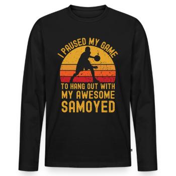 Basketball and Samoyed - Men's Premium Organic Long Sleeve Shirt - black - Front - Nico (187cm)