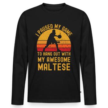 Basketball und Malteser - Männer Premium Bio Langarmshirt - Schwarz - Vorne - Nico (187cm)