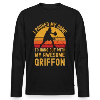 Basketball und Griffon - Männer Premium Bio Langarmshirt - Schwarz - Vorne - Nico (187cm)
