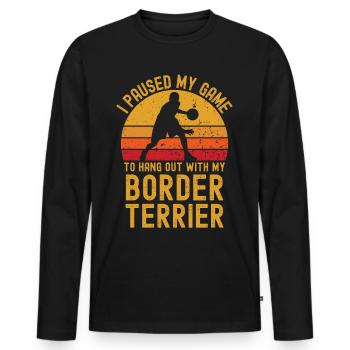 Basketball et Border Terrier - T-shirt manches longues Premium bio Homme - noir - Devant - Nico (187cm)