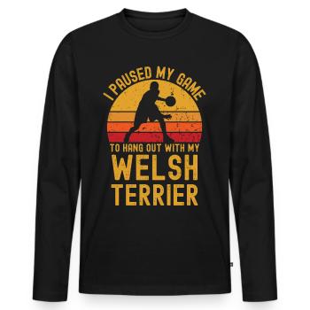 Basketball and Welsh Terrier - Men's Premium Organic Long Sleeve Shirt - black - Front - Nico (187cm)
