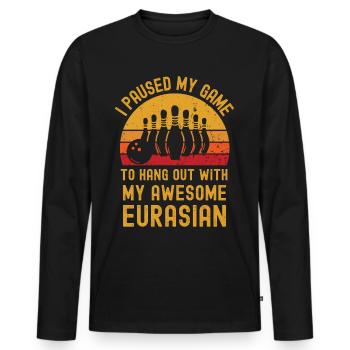 Bowling and Eurasier - Men's Premium Organic Long Sleeve Shirt - black - Front - Nico (187cm)