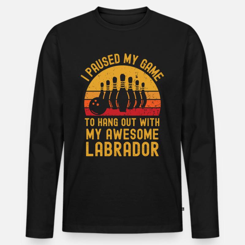 Bowling und Labrador - Männer Premium Bio Langarmshirt - Schwarz