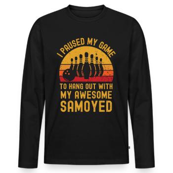 Bowling and Samoyed - Men's Premium Organic Long Sleeve Shirt - black - Front - Nico (187cm)