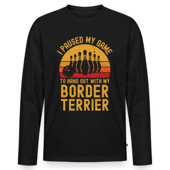 Bowling et Border Terriers - T-shirt manches longues Premium bio Homme - noir - Devant - Nico (187cm)
