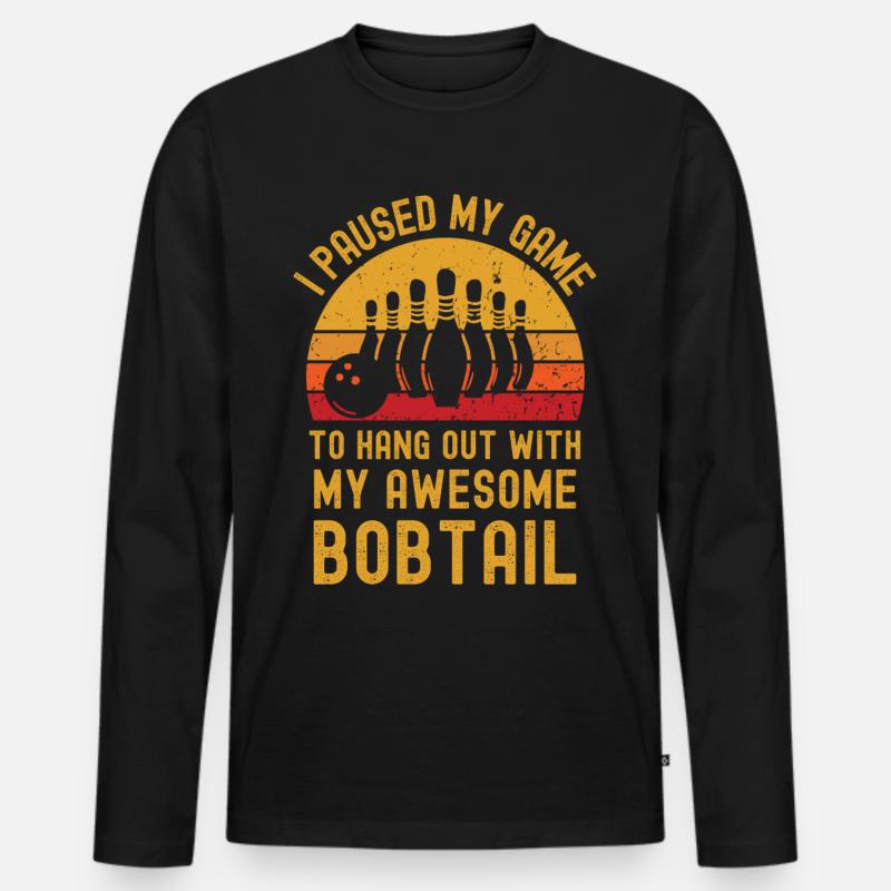 Bowling und Bobtail - Männer Premium Bio Langarmshirt - Schwarz
