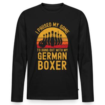 Bowling und Deutscher-Boxer - Männer Premium Bio Langarmshirt - Schwarz - Vorne - Nico (187cm)