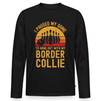Bowling and border collie - Men's Premium Organic Long Sleeve Shirt - black - Front - Nico (187cm)