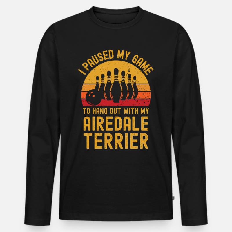 Bowling und Airedale-Terrier - Männer Premium Bio Langarmshirt - Schwarz