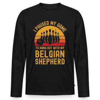 Bowling and Belgian Shepherd - Men's Premium Organic Long Sleeve Shirt - black - Front - Nico (187cm)